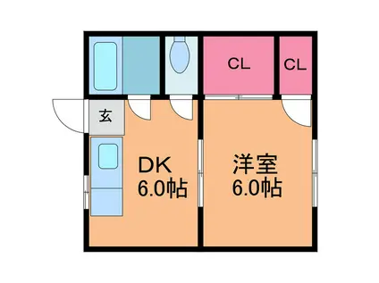 グリーンハイツ(1DK/2階)の間取り写真