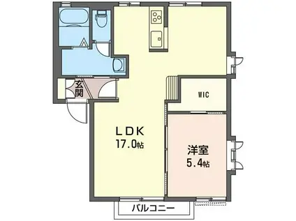 コーポリリーフA棟(1LDK/1階)の間取り写真