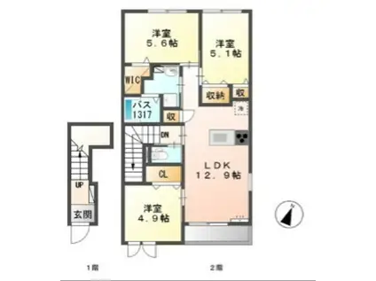 メルヴェユーイーグルIII(3LDK/2階)の間取り写真