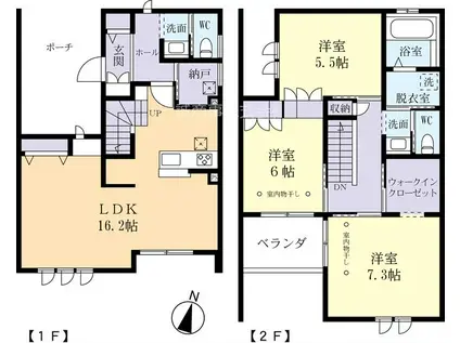 メテオールつくば(3SLDK/2階)の間取り写真