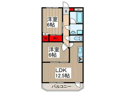 ビラ・フローラ(2LDK/4階)の間取り写真