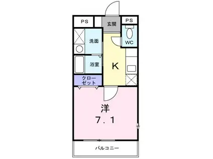 アルトピアーノII(1K/1階)の間取り写真