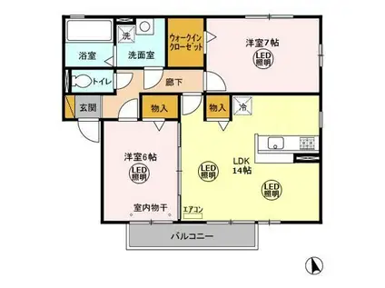 メゾングレースD・E(2LDK/2階)の間取り写真