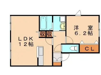 アルティスタE棟(1LDK/1階)の間取り写真