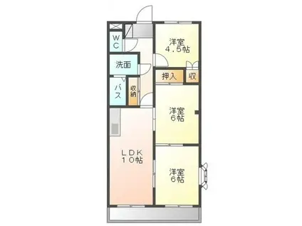ハイムリトルオアシス(3LDK/2階)の間取り写真