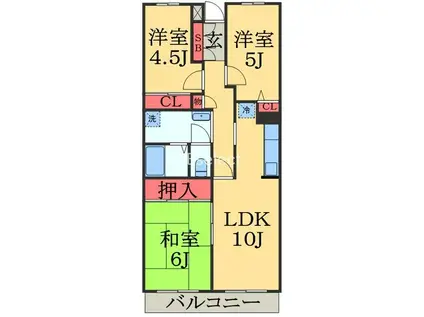 アンリベールⅡ(3LDK/5階)の間取り写真