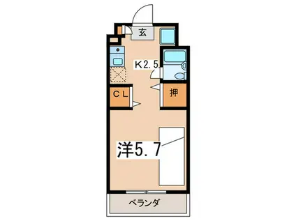 サングリーン南大沢(1K/4階)の間取り写真