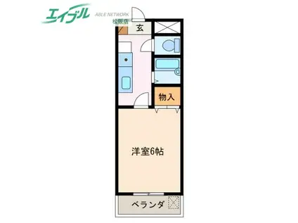 パルテンザ松阪Ⅰ(1K/2階)の間取り写真