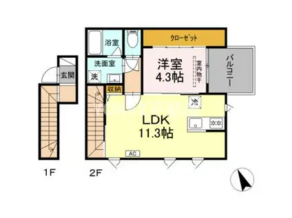 ブルームマーレ(1LDK/2階)の間取り写真