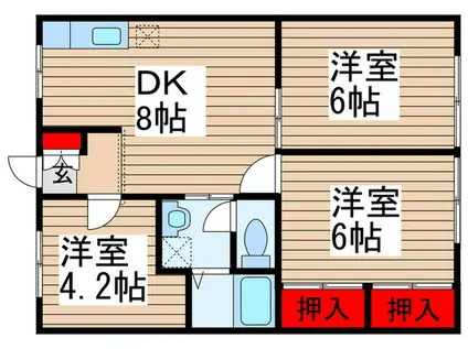 ラブリーホームB(3DK/1階)の間取り写真