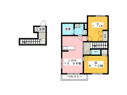 GRAND INSIGNIA B棟(2LDK/2階)の間取り写真