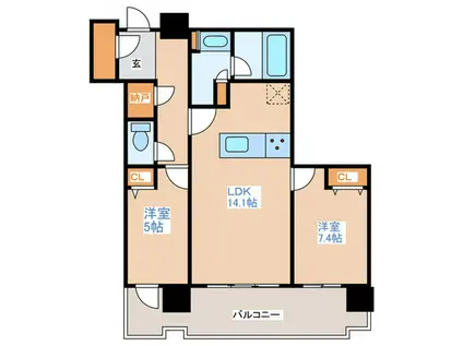プレミストタワーズ札幌苗穂BRIGHTGATE(2LDK/18階)の間取り写真