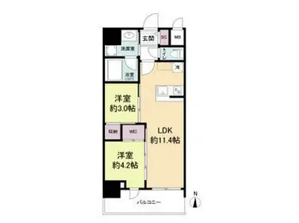 セレニテフラン梅田(2LDK/4階)の間取り写真