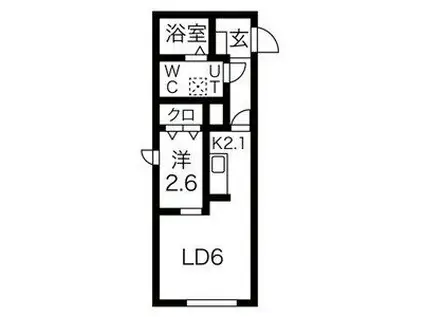 メリディアン国見駅前四番館(1LDK/2階)の間取り写真