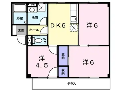 スカイハイツ王塚台(3DK/1階)の間取り写真