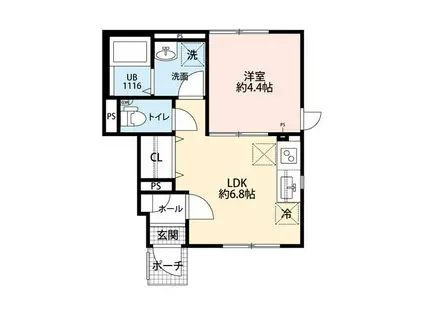 ヴィエント境南(1LDK/1階)の間取り写真