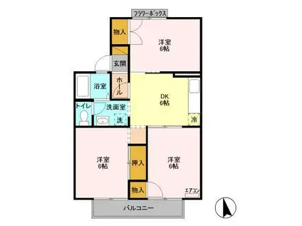 パールハイツ米村26(3DK/1階)の間取り写真