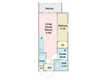 MOVE中村公園KRONE(1LDK/1階)の間取り写真