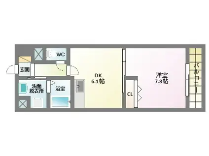 アップル(1DK/5階)の間取り写真