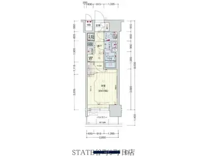 プレサンス上町台筆ケ崎町ノース(1K/13階)の間取り写真