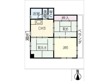 木曽川コーポラス(3DK/1階)の間取り写真