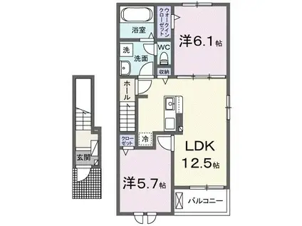 ディオパルコ(2LDK/2階)の間取り写真