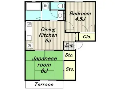 メンバーズタウン聖蹟桜ヶ丘(2DK/1階)の間取り写真