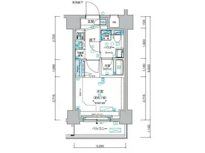 メインステージ立川II(1K/2階)の間取り写真