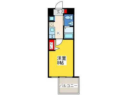 SERENITE上町台(1K/10階)の間取り写真