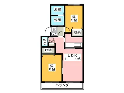 ルーエンハイム(2LDK/1階)の間取り写真