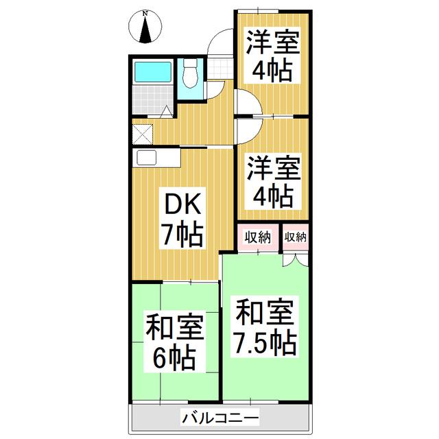 ロイヤルレジデンス六暮(4DK/1階)の間取り写真