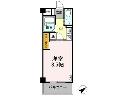 サン・ラモン本山(1K/1階)の間取り写真