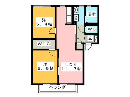 ふぁみーゆ193 B(2LDK/2階)の間取り写真