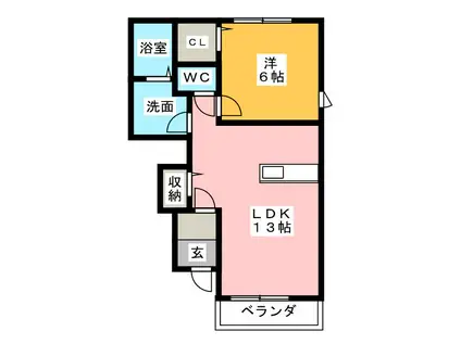 プリマヴェーラ I(1LDK/1階)の間取り写真