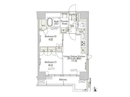 パークアクシス秋葉原イースト(2LDK/7階)の間取り写真