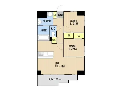 LIBTH高取II(2LDK/4階)の間取り写真