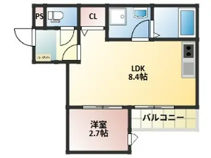 テラス室見(1LDK/3階)の間取り写真