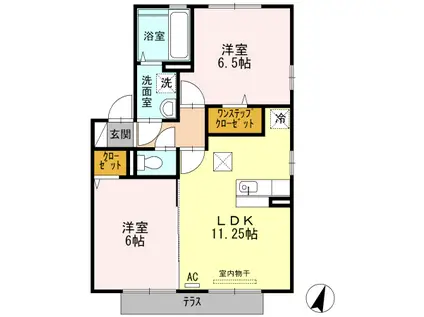 ヴァイセ ガルデン(2LDK/1階)の間取り写真