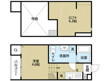 LA LUCE(ワンルーム/1階)の間取り写真