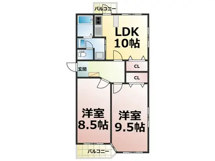 メゾン西坂(2LDK/3階)の間取り写真