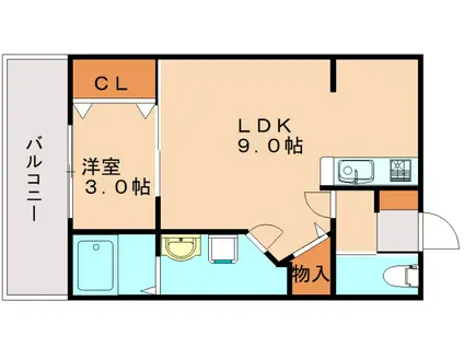 フォレストヴィラ今宿I(1LDK/2階)の間取り写真