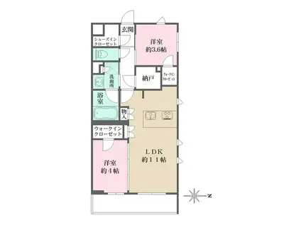 LA PERLA JIYUGAOKAII(2LDK/2階)の間取り写真