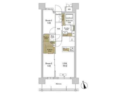 RJRプレシア川口(2LDK/10階)の間取り写真