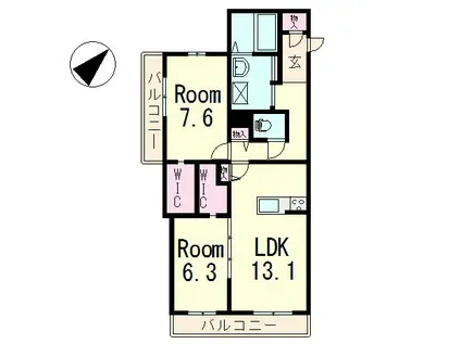 シャーメゾンDORF ST(2LDK/2階)の間取り写真