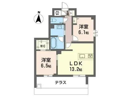 ラ・ルーム(2LDK/1階)の間取り写真