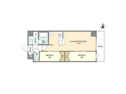 アルファコート梅島(2LDK/2階)の間取り写真