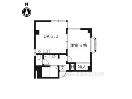 アートテラス門前(1DK/3階)の間取り写真