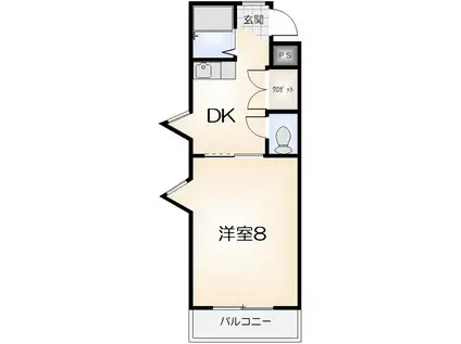 ヴェルメゾンツイン B(1K/1階)の間取り写真