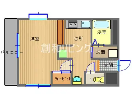 ルネスラブニール(1K/4階)の間取り写真