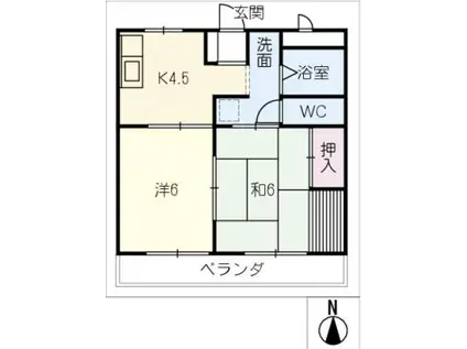 SKハイツA棟(2K/3階)の間取り写真
